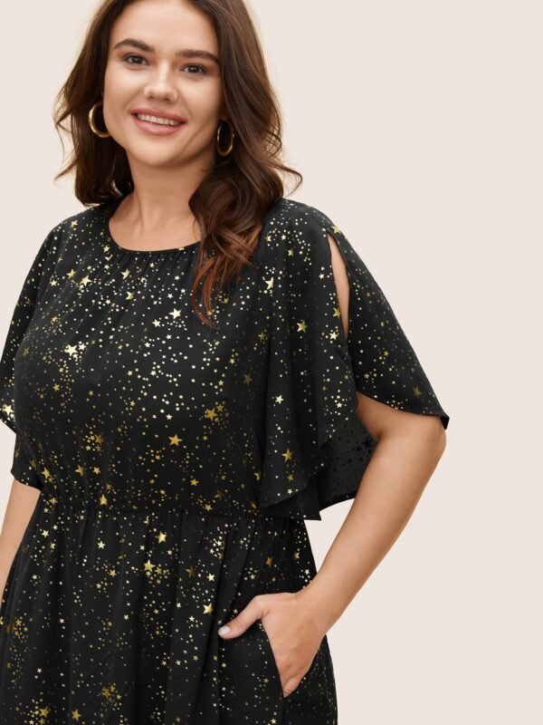 Glitter Star Split Sleeve Midi Dress - Image 10