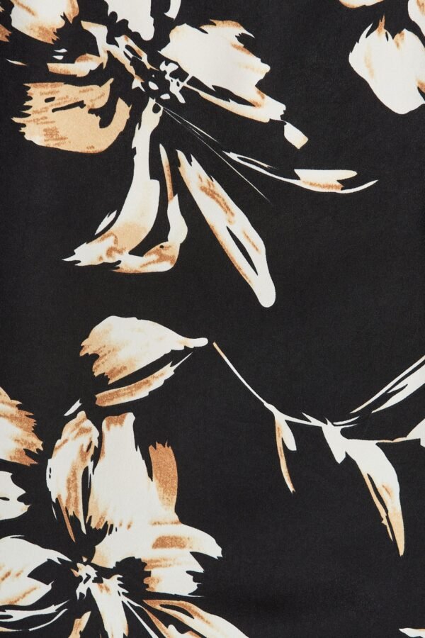 Top In Black With Beige Print - Image 7