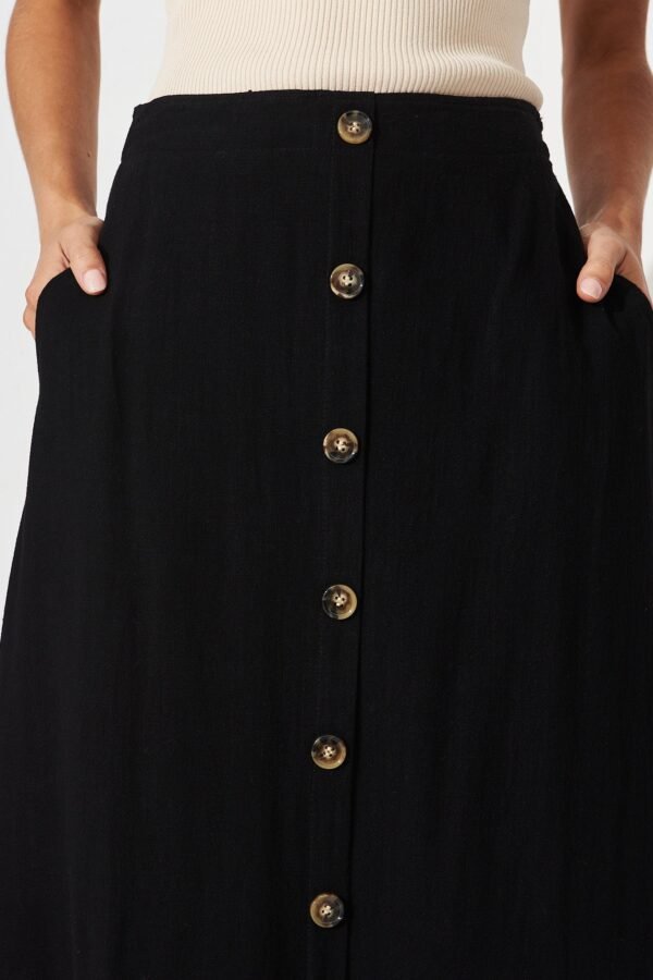 Midi Skirt In Black Linen Blend - Image 10