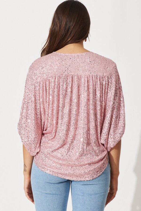 Sequin Mock Wrap Top In Blush - Image 8