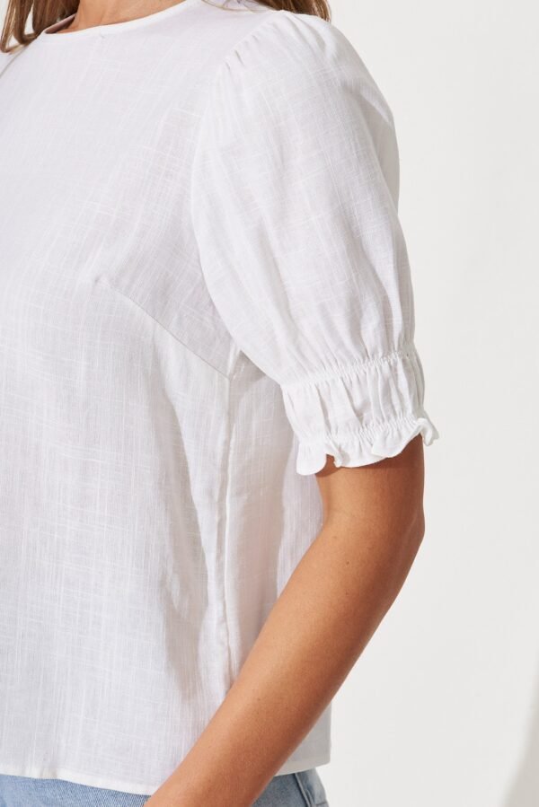 Top In White Cotton Linen Blend - Image 5