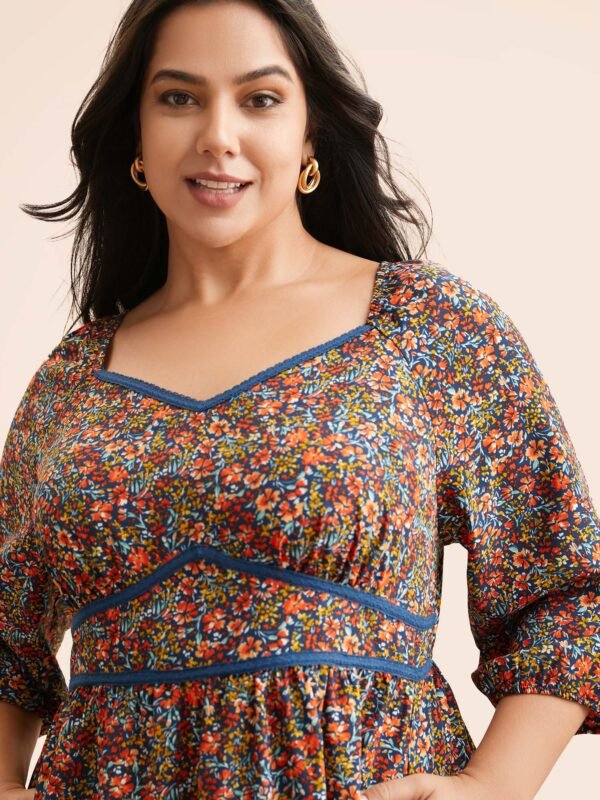 Ditsy Floral Woven Ribbon Maxi Dress - Image 4