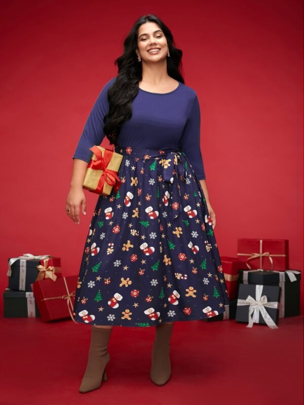 Holiday Everything Printed Skirt Fit-and-Flare Midi Dress - Image 11