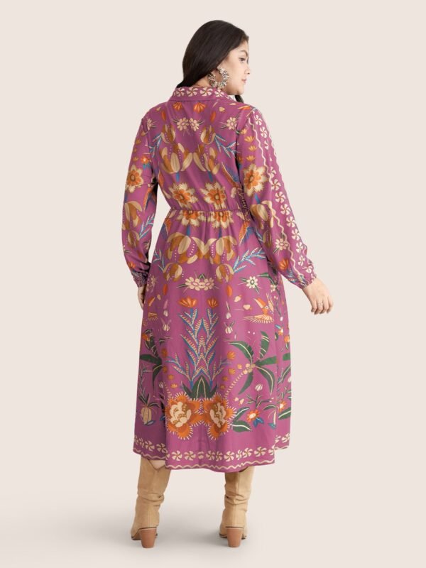 Bandana Print Pocket Lapel Collar Elastic Cuffs Dress - Image 28