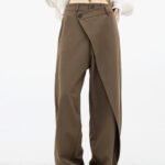 Asymmetrical Layer Button Wide Leg Dress Pants - Image 8