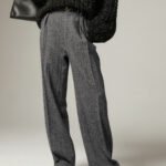 Herringbone Pockets Wide Leg Dress Pants - Image 3