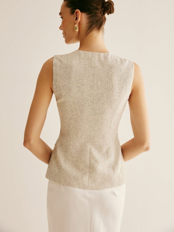 Elegant Breasted Piping Split Vest - Image 2