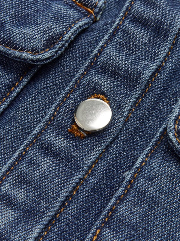 Denim Pockets Turn Down Collar Vest - Image 7