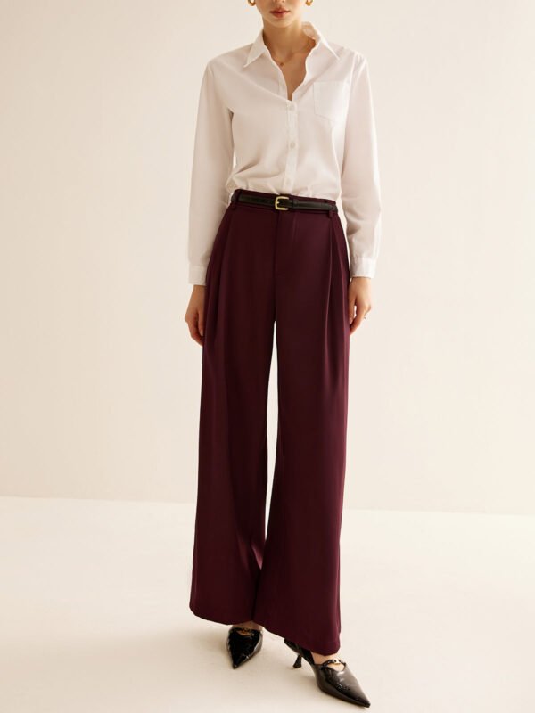 Pleated Wide Leg Pants Without Belt - Image 3