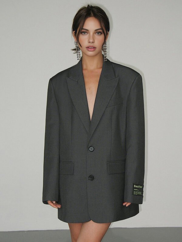 Lapel Button Pockets Blazer - Image 7
