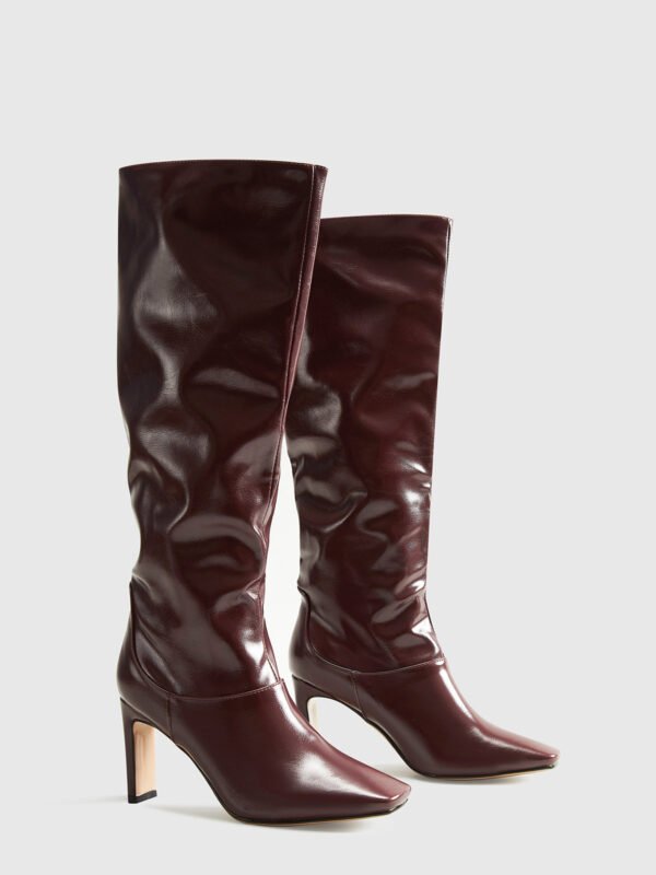 High-Heel Square Toe Knee-High Boots - Image 4