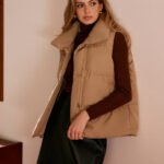Turtleneck Quilted Zipper Vest