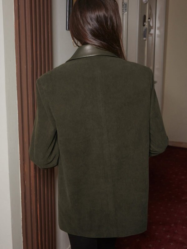 Shoulder Pads Corduroy Panel Blazer - Image 7