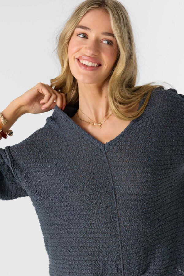 COTTON SLUB V-NECK SWEATER - Image 5